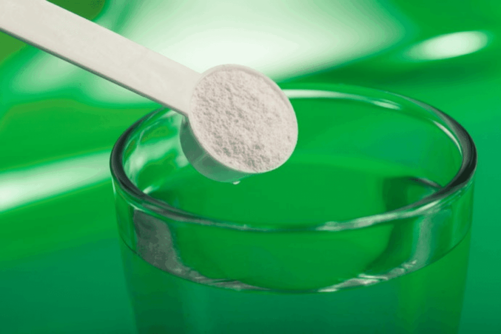 Imagem ilustrativa da Palatinose em pó e alimentos ricos em carboidratos de baixo índice glicêmico